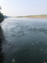 Visiting two ashrams near the Narmada River